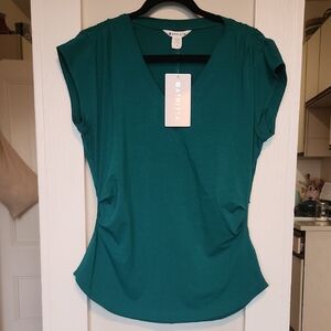 Athleta Teal Short Sleeve V-Neck Tee